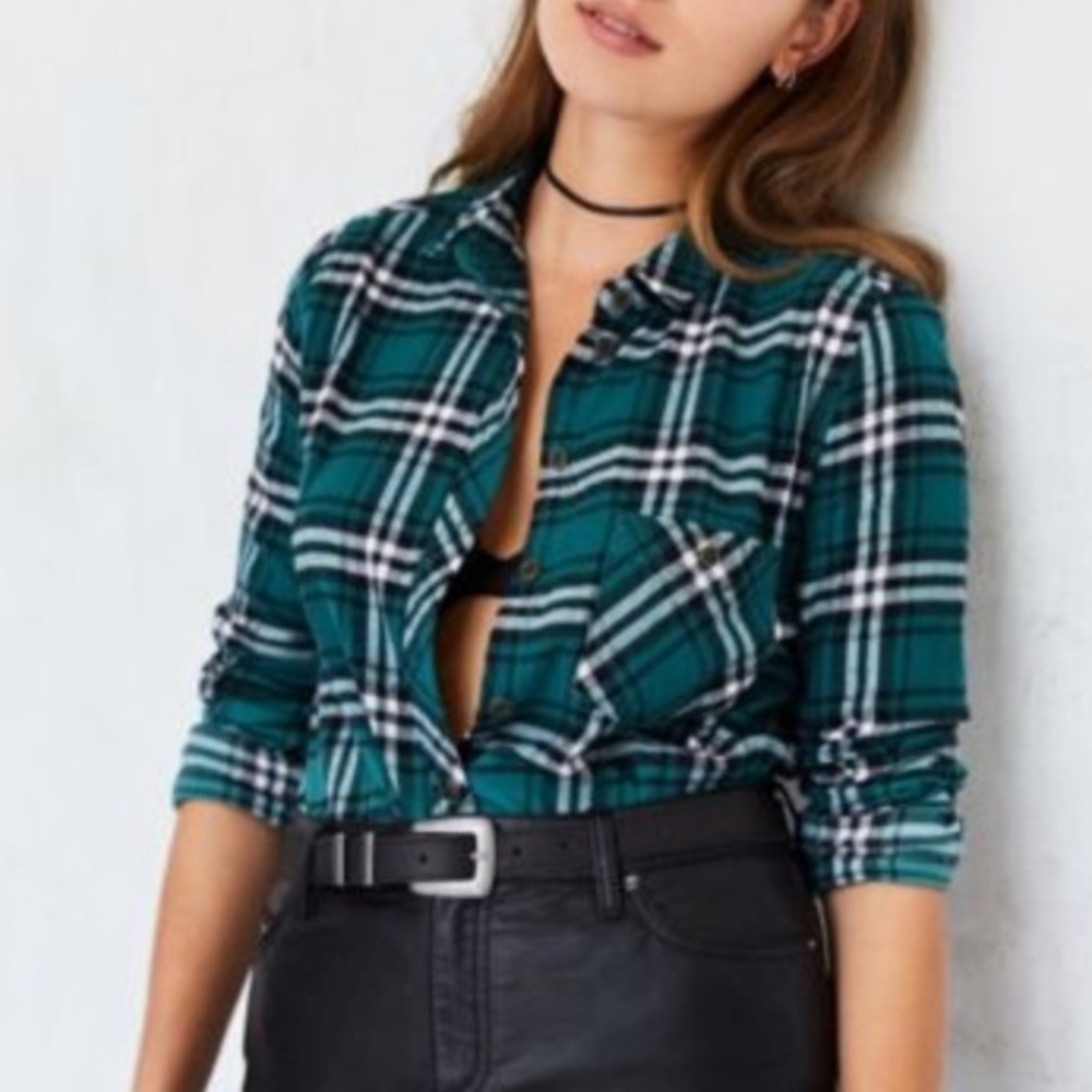 Urban Outfitters BDG Green Oversized Ombré Flannel